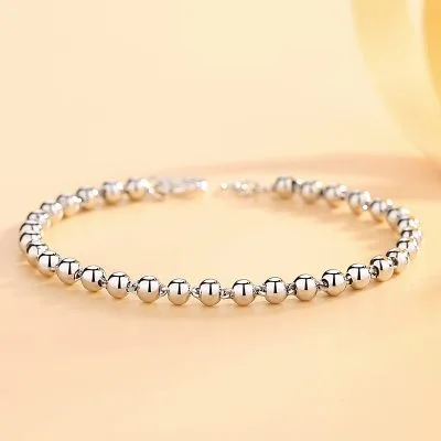 Lắc Tay Bạc Nữ Mạ Bạch Kim Dạng Chuỗi Hạt Bi Tròn Gladys LILI 222824 31