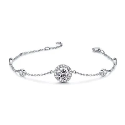 Lắc Tay Bạc Nữ Mạ Bạch Kim đính đá CZ Tròn Aliyah LILI 851946 6