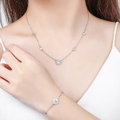 Lắc Tay Bạc Nữ Mạ Bạch Kim đính đá CZ Tròn Aliyah LILI 851946 8