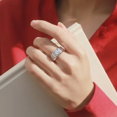 Nhẫn Bạc Nam đính Kim Cương Moissanite Alger LILI 442514 3