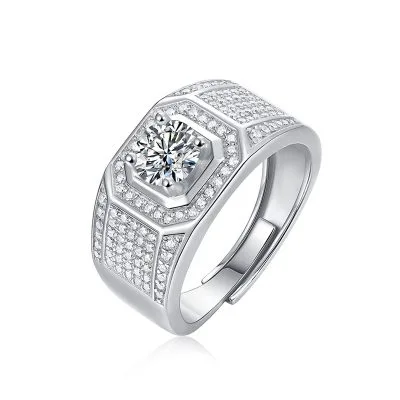 Nhẫn Bạc Nam đính Kim Cương Moissanite Kane LILI 833779 1