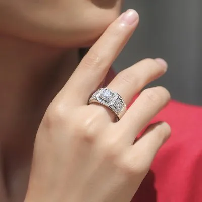 Nhẫn Bạc Nam đính Kim Cương Moissanite Kane LILI 833779 4