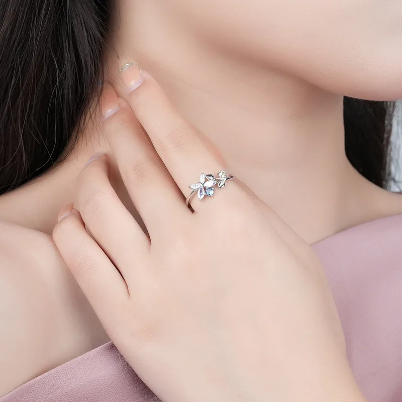 Nhẫn Bạc Nữ đính đá CZ Hoa Bướm LILI 661591 2