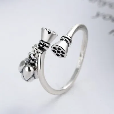 Nhẫn Bạc Nữ Thiết Kế độc đáo Hình Bông Hoa Sen Lotus Flower LILI 895879 2