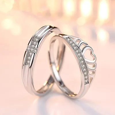 Nhẫn đôi Bạc Cặp đôi đính đá CZ Hoàng Tử Công Chúa LILI 299938 2