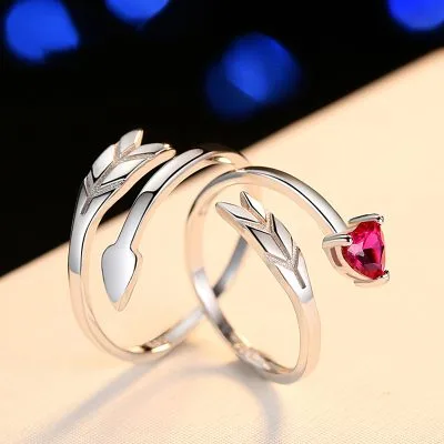 Nhẫn đôi Bạc Cặp đôi đính đá CZ Mũi Tên Tình ái LILI 451494 1