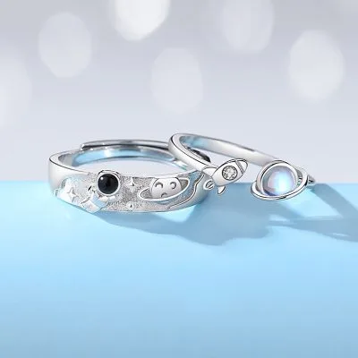 Nhẫn đôi Bạc Cặp đôi đính đá CZ Phi Hành Gia Galaxy LILI 144929 1