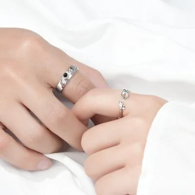 Nhẫn đôi Bạc Cặp đôi đính đá CZ Phi Hành Gia Galaxy LILI 144929 3