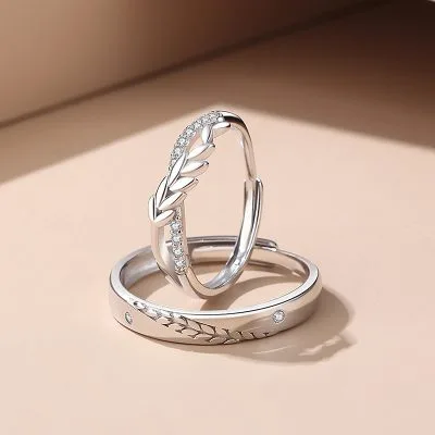 Nhẫn đôi Bạc đính đá CZ Hình Cây Lúa Glenda LILI 142883 4