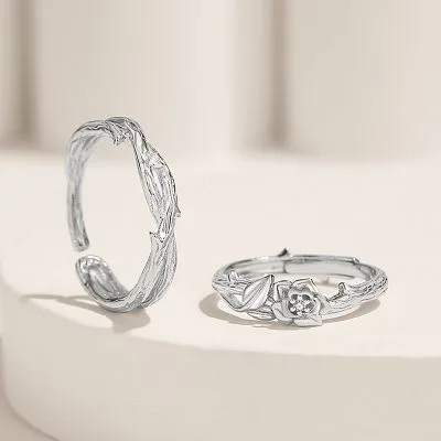 Nhẫn đôi Bạc đính đá CZ Hoa Hồng Tình Yêu Rose LILI 346199 45
