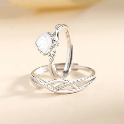 Nhẫn đôi Bạc đính đá CZ Vỏ Xò Tình Yêu Kelsey LILI 267583 1