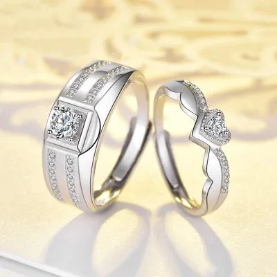 Nhẫn đôi Bạc Mạ Bạch Kim đính đá CZ Kerenza LILI 644731 1