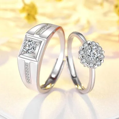 Nhẫn đôi Bạc Mạ Bạch Kim đính đá CZ Lysandra LILI 851375 1