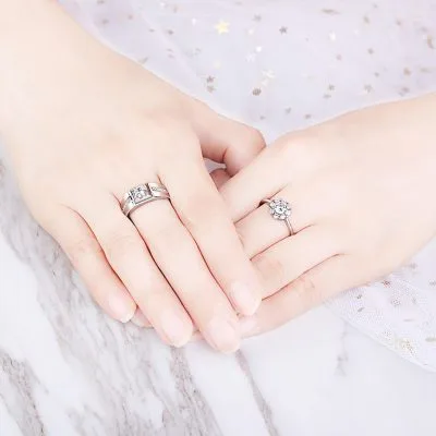 Nhẫn đôi Bạc Mạ Bạch Kim đính đá CZ Lysandra LILI 851375 5