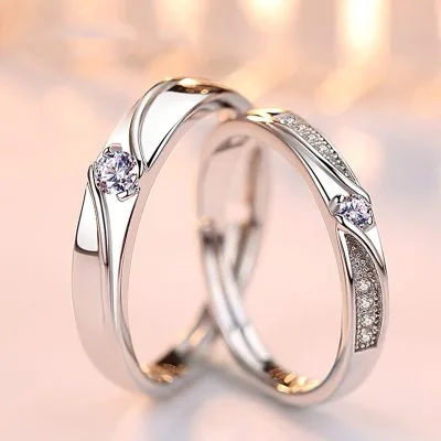 Nhẫn đôi Bạc Mạ Bạch Kim đính đá CZ Orborne LILI 572177 2