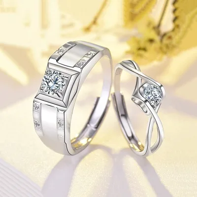 Nhẫn đôi Bạc Mạ Bạch Kim đính đá CZ Selina LILI 834658 1