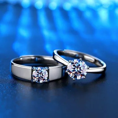 Nhẫn đôi Bạc Mạ Bạch Kim đính đá Moissanite Jezebel LILI 124837 30
