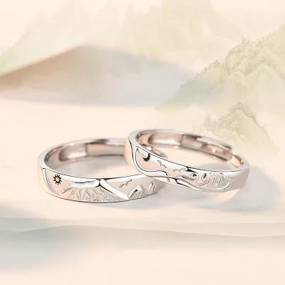 Nhẫn đôi Bạc Trơn Sông Và Núi Helga LILI 762397 1