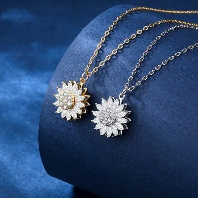 Vòng Cổ Bạc Nữ đính đá CZ Hình Bông Hoa Hướng Dương LILI 296912 1