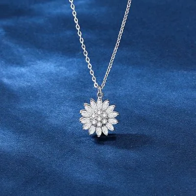Vòng Cổ Bạc Nữ đính đá CZ Hình Bông Hoa Hướng Dương LILI 296912 6
