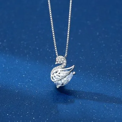 Vòng Cổ Bạc Nữ đính đá CZ Hình Thiên Nga Gregory LILI 657746 1