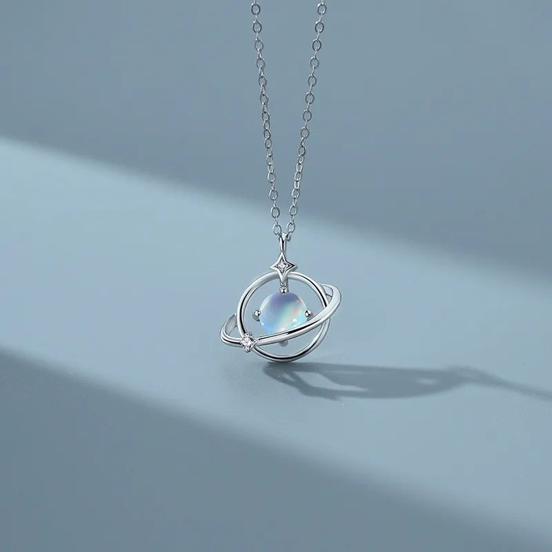 Vòng Cổ Bạc Nữ đính đá CZ Hình Tiểu Hành Tinh Planet LILI 545399 4