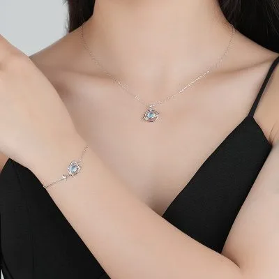 Vòng Cổ Bạc Nữ đính đá CZ Hình Tiểu Hành Tinh Planet LILI 545399 5
