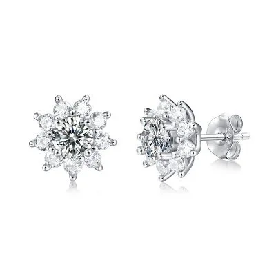 Bông Tai Bạc Nữ đính Kim Cương Moissanite Hình Bông Hoa Tuyết LILI 144725 1