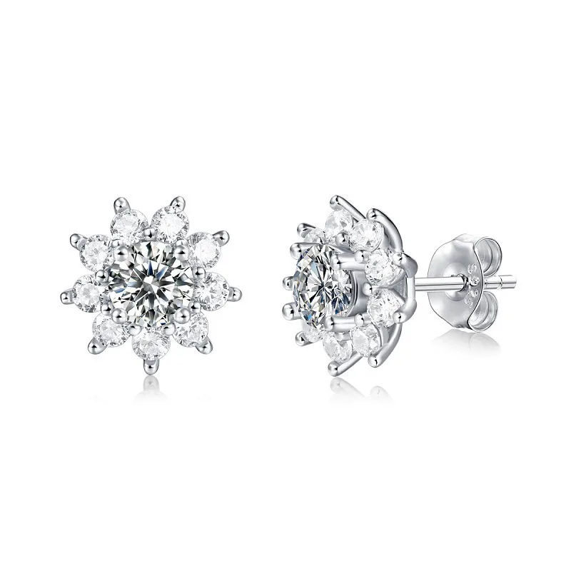 Bông Tai Bạc Nữ đính Kim Cương Moissanite Hình Bông Hoa Tuyết LILI 144725 1