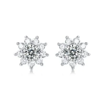 Bông Tai Bạc Nữ đính Kim Cương Moissanite Hình Bông Hoa Tuyết LILI 144725 5