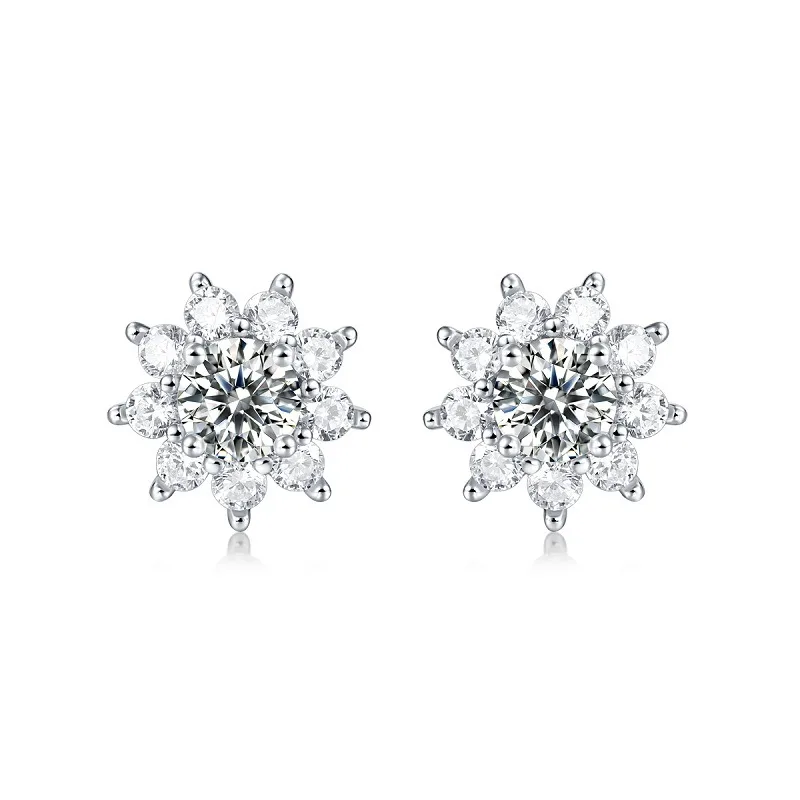 Bông Tai Bạc Nữ đính Kim Cương Moissanite Hình Bông Hoa Tuyết LILI 144725 5