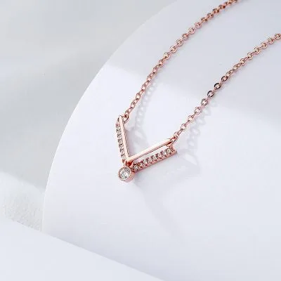 Dây Chuyền Bạc Nữ đính đá CZ Hình Chữ V Cách điệu LILI 275631 8