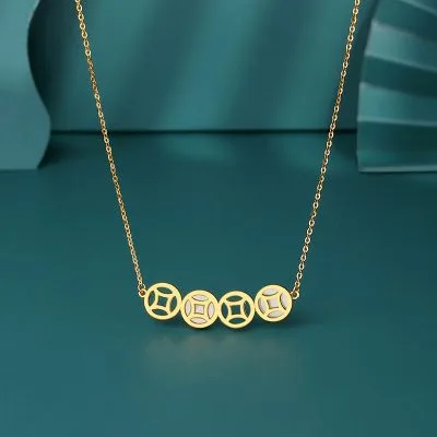 Dây Chuyền Bạc Nữ đính đá CZ Hình Kim Tiền May Mắn LILI 255155 5