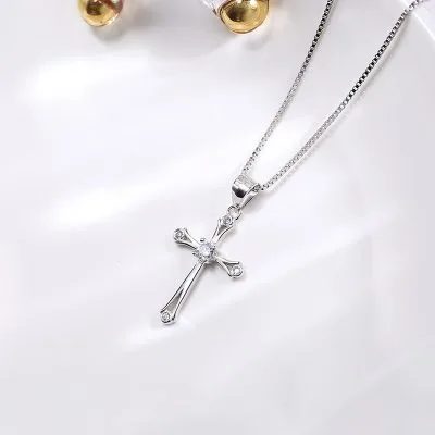 Dây Chuyền Bạc Nữ đính đá CZ Hình Thánh Giá Chữ Thập LILI 694369 1