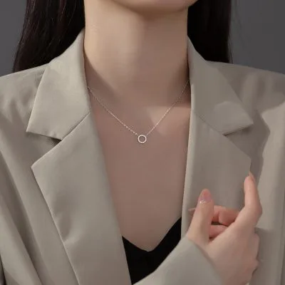 Dây Chuyền Bạc Nữ đính đá CZ Hình Tròn Cách điệu Dalziel LILI 133849 1