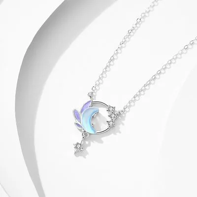 Dây Chuyền Bạc Nữ đính Pha Lê Aurora Mặt Trăng Cách điệu LILI 545817 3