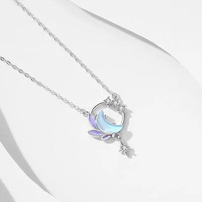Dây Chuyền Bạc Nữ đính Pha Lê Aurora Mặt Trăng Cách điệu LILI 545817 4