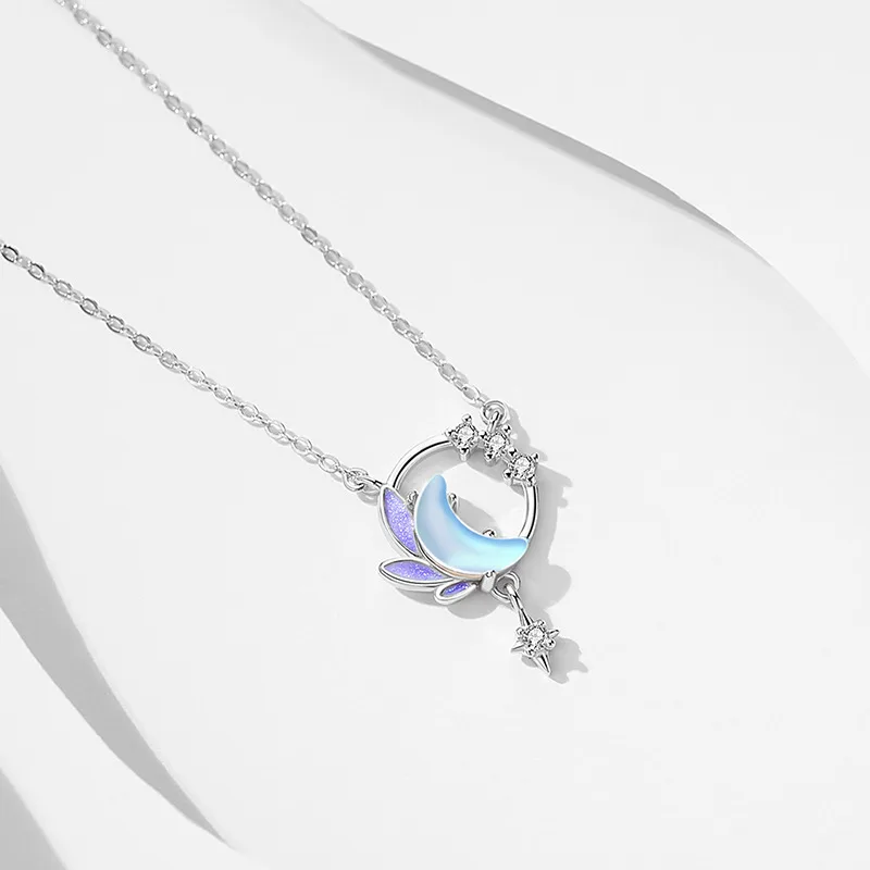 Dây Chuyền Bạc Nữ đính Pha Lê Aurora Mặt Trăng Cách điệu LILI 545817 4