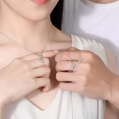 Dây Chuyền đôi Bạc đính đá CZ Hình Bông Hồng Tình Yêu Rose LILI 123146 6