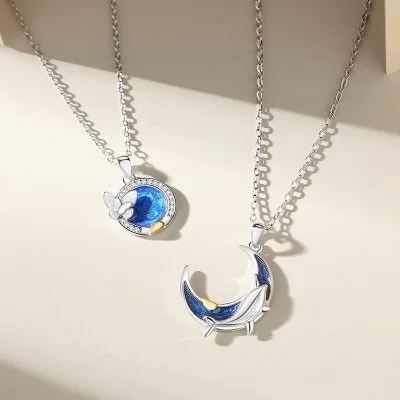 Dây Chuyền đôi Bạc đính đá CZ Hình Cá Voi Và Bướm Brenna LILI 123985 4