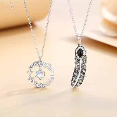 Dây Chuyền đôi Bạc đính đá CZ Hình Lông Vũ Isolde LILI 827276 1