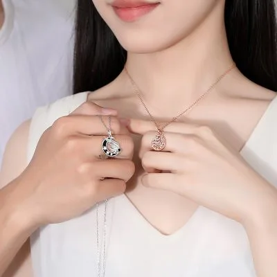Dây Chuyền đôi Bạc đính đá CZ Hình Thiên Thần Và ác Quỷ LILI 529988 2