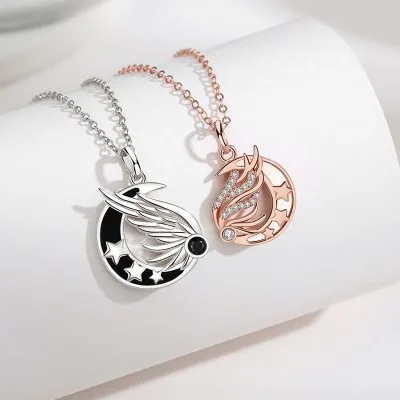 Dây Chuyền đôi Bạc đính đá CZ Hình Thiên Thần Và ác Quỷ LILI 529988 4