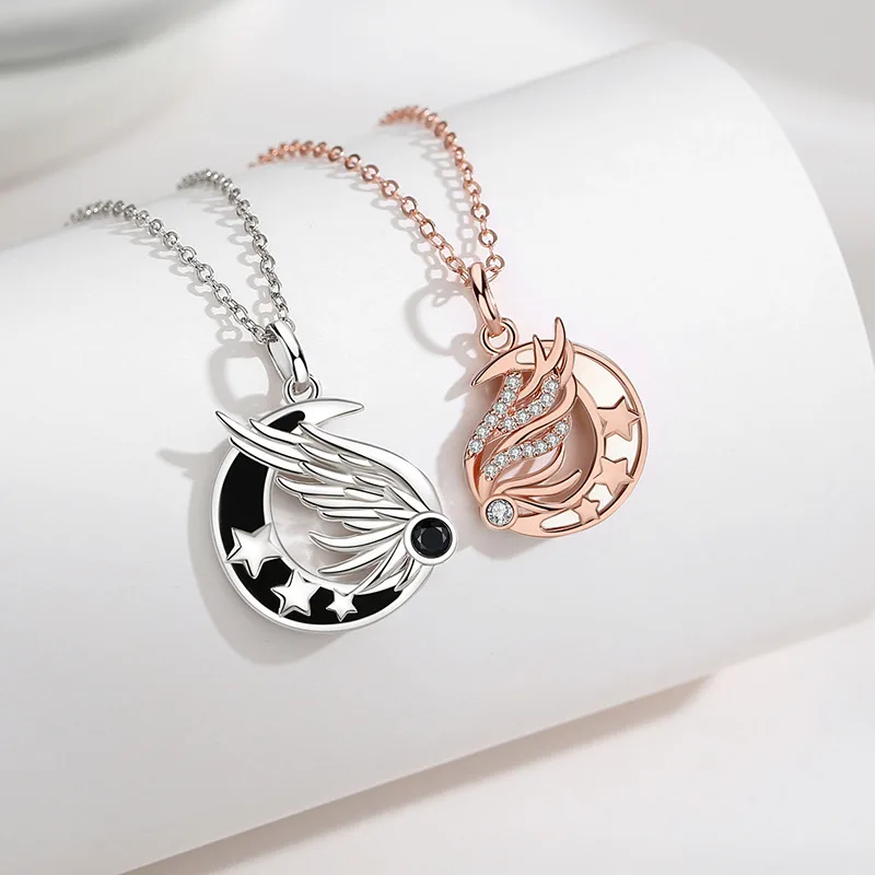 Dây Chuyền đôi Bạc đính đá CZ Hình Thiên Thần Và ác Quỷ LILI 529988 4