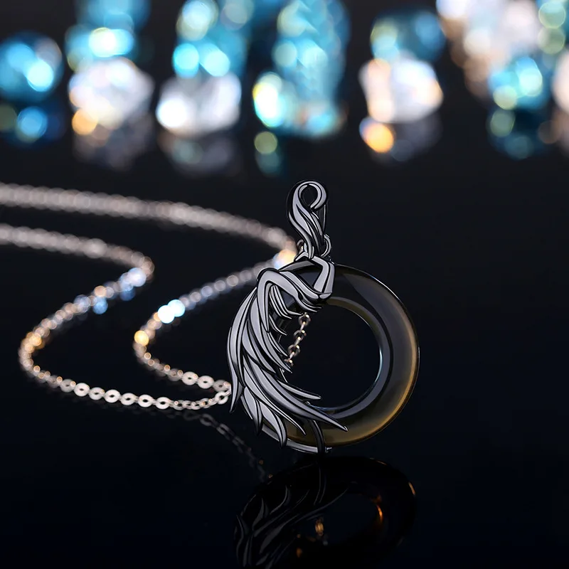 Dây Chuyền đôi Bạc đính đá Opal Obsidian Thiên Thần ác Quỷ LILI 979263 1