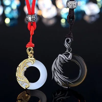 Dây Chuyền đôi Bạc đính đá Opal Obsidian Thiên Thần ác Quỷ LILI 979263 2