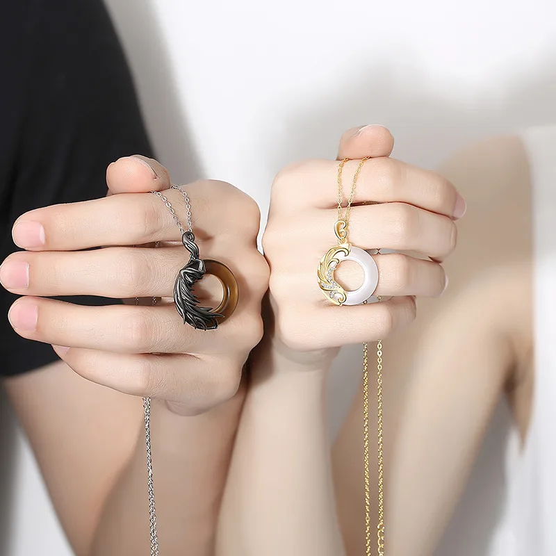 Dây Chuyền đôi Bạc đính đá Opal Obsidian Thiên Thần ác Quỷ LILI 979263 5