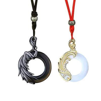 Dây Chuyền đôi Bạc đính đá Opal Obsidian Thiên Thần ác Quỷ LILI 979263 6