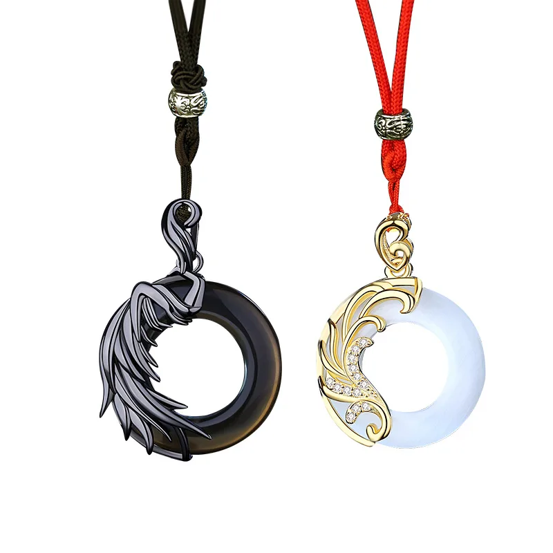 Dây Chuyền đôi Bạc đính đá Opal Obsidian Thiên Thần ác Quỷ LILI 979263 6