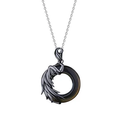 Dây Chuyền đôi Bạc đính đá Opal Obsidian Thiên Thần ác Quỷ LILI 979263 7
